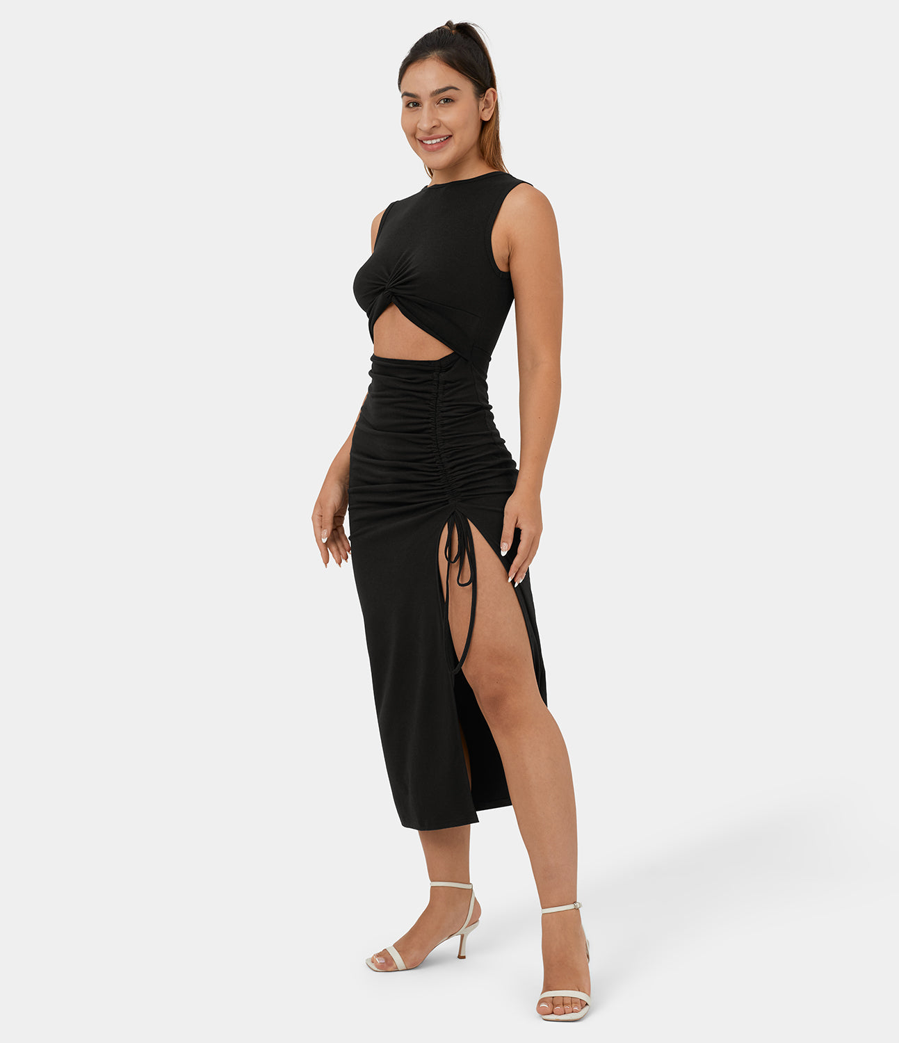 Ronde Hals Bodycon Midi Jurk