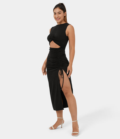 Ronde Hals Bodycon Midi Jurk