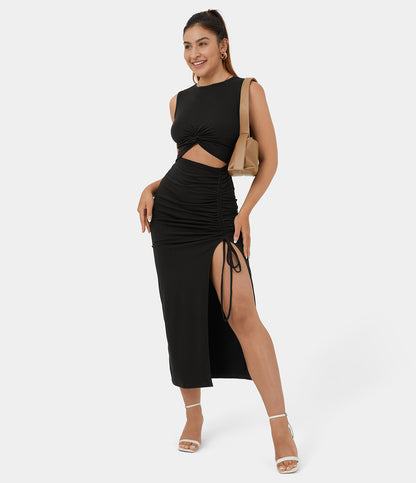 Ronde Hals Bodycon Midi Jurk