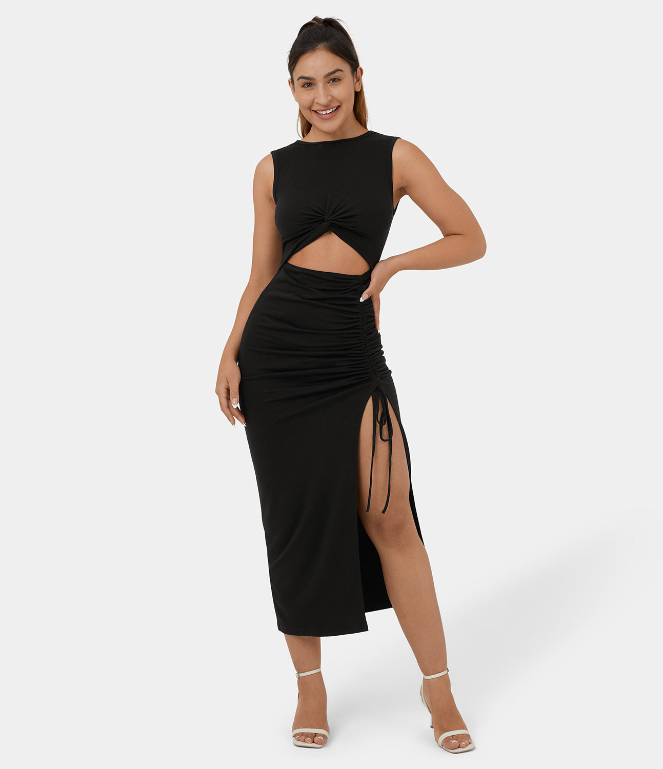 Ronde Hals Bodycon Midi Jurk