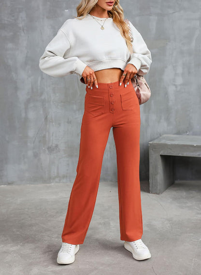 Nova™ High-waisted elastic casual trousers 